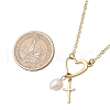Stainless Steel & ABS Imitation Pearl Heart Cross Necklaces for Women NJEW-JN05201-02-3