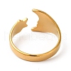 Ion Plating(IP) 304 Stainless Steel Star & Moon Open Cuff Ring for Women RJEW-E063-07G-3