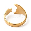 Ion Plating(IP) 304 Stainless Steel Star & Moon Open Cuff Ring for Women RJEW-E063-07G-3