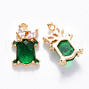 Brass Cubic Zirconia & Glass Charms KK-T049-058G-01-NF-2