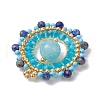 Natural Lapis Lazuli & Malaysia Jade & Glass Seed Beaded Woven Pendants PALLOY-MZ00366-02-4