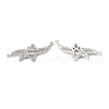 Brass Pave Clear Cubic Zirconia Connector Charms KK-E068-VB381-1