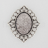 Tibetan Style Alloy Pendant Cabochon Settings X-TIBEP-N003-27AS-1