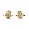 Brass Micro Pave Clear Cubic Zirconia Stud Earrings EJEW-A128-03G-2