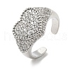 Heart Brass Micro Pave Cubic Zirconia Cuff Rings for Women RJEW-A069-11P-6