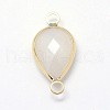 Golden Tone Brass Glass Teardrop Links connectors GLAA-J010A-HF29-G-2