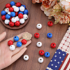 Gorgecraft 138Pcs 3 Colors Independence Day Spray Painted Wooden European Beads WOOD-GF0002-09-3