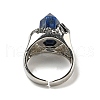 Hexagonal Prism Natural Lapis Lazuli Open Cuff Rings RJEW-B106-01P-03-4