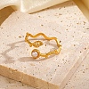 Leaf Stainless Steel Open Cuff Rings PW-WGA710A-01-4
