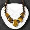 Natural Tiger Eye Faceted Bib Graduated Beaded Necklaces for Women NJEW-B128-01H-1