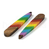 Pride Rainbow Theme Resin & Walnut Wood Pendants WOOD-K012-05A-2