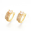 Brass Micro Pave Cubic Zirconia Cuff Earrings KK-T074-28G-2
