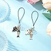 2Pcs Alloy Enamel Cat & Fishbone Charm Mobile Straps HJEW-JM03344-1