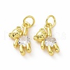 Brass Micro Pave Clear Cubic Zirconia Charms ZIRC-F135-25G-03-2