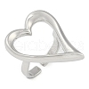 Hollow Heart Brass Open Cuff Ring RJEW-Q819-29P-1