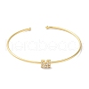 Rack Plating Brass Micro Pave Clear Cubic Zirconia Letter Open Cuff Bangles BJEW-A018-01G-M-2