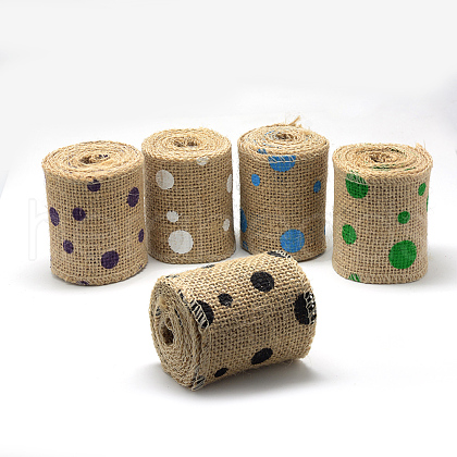 Dot Printed Burlap Ribbon OCOR-R071-26-1