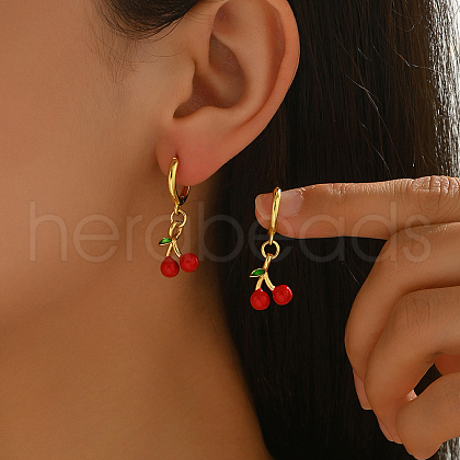 Brass Enamel Hoop Earrings XF3757-2-1