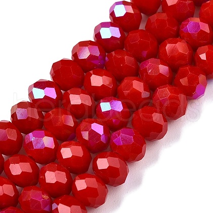 Electroplate Opaque Solid Color Glass Beads Strands EGLA-A044-P6mm-L15-1