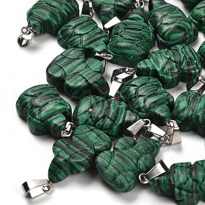 Synthetic Malachite Pendants G-B127-06P-02-1