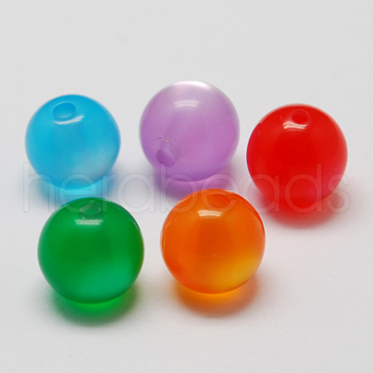 Round Imitation Cat Eye Resin Beads RESI-R157-8mm-M-1