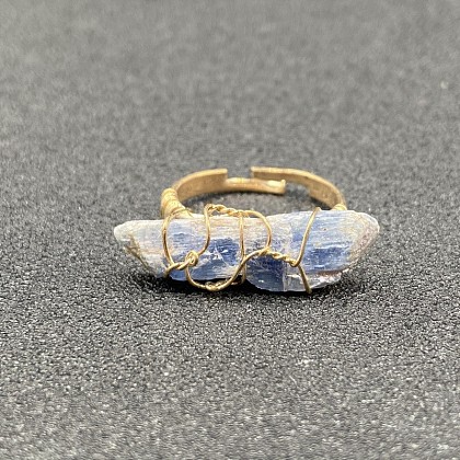 Nuggets Alloy Wire Wrapped Natural Kyanite Cuff Rings FS-WGA7830-16-1
