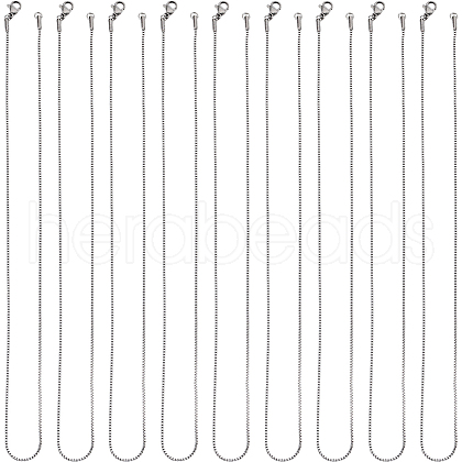 SUNNYCLUE 12Pcs 304 Stainless Steel Box Chain Necklaces Set NJEW-SC0001-21-1