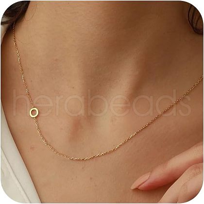 Brass Initial Link Chain Necklaces for Women FS-WG848C9-15-1