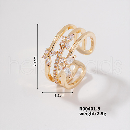 Chic Butterfly Brass Rhinestones Cuff Ring UR3692-5-1