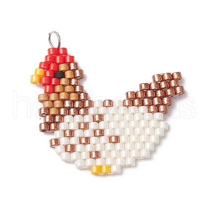 Handmade Glass Seed Beaded Pendants PALLOY-MZ00748-01-1