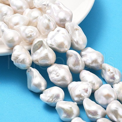 Natural Nucleated Pear Beads Strands PEAR-B004-15N-05A-01-1