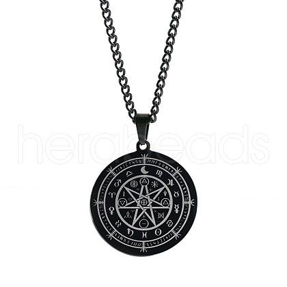 Stainless Steel 12 Constellation Moon Time Turner Pendant Twisted Chain Necklaces for Men IE4017-3-1