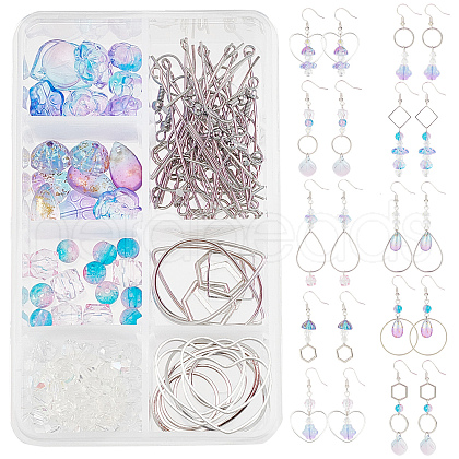 SUNNYCLUE DIY Purple Themed Glass Earring Making Kits DIY-SC0014-36P-1
