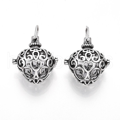 Rack Plating Brass Cage Pendants KK-S751-001AS-1
