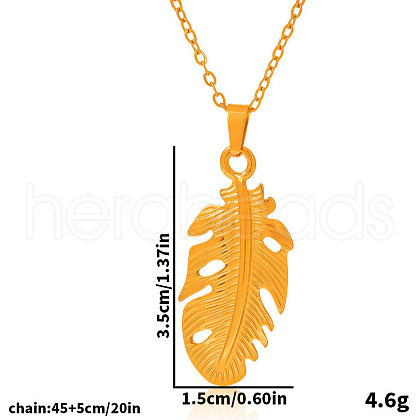 Stainless Steel Leaf Pendant Necklaces for Women DL2370-2-1