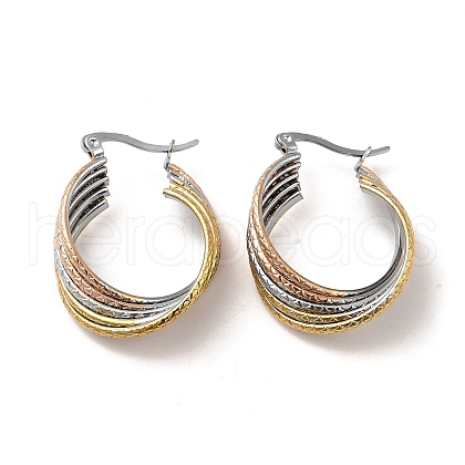 Tricolor 304 Stainless Steel Overlapping Circles Hoop Earrings for Women EJEW-F290-02M-1