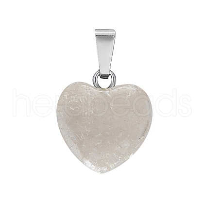 Natural Quartz Crystal Charms HEAR-PW0001-057-01-1