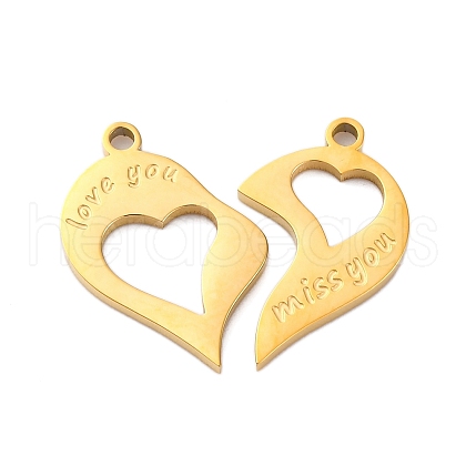 304 Stainless Steel Split Pendants STAS-H235-03C-G-1