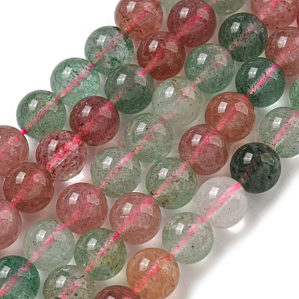 Natural Red and Green Strawberry Quartz Beads Strands G-B099-C03-04-1