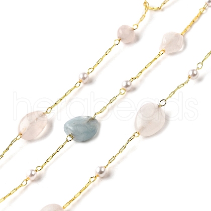Handmade Natural Morganite Nuggest Beaded Chains CHC-F020-04G-02-1