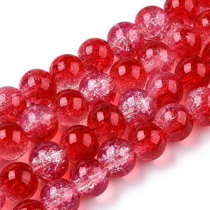 Transparent Crackle Baking Painted Glass Beads Strands DGLA-T003-01B-08-1
