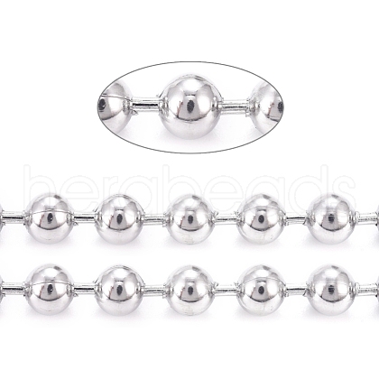 Non-Tarnish 3.28 Feet 304 Stainless Steel Ball Chains X-CHS-F009-01E-P-1