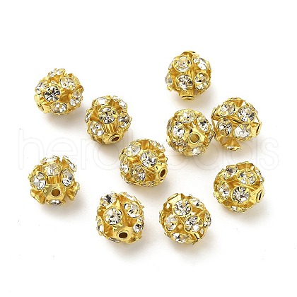 10mm Brass Crystal Rhinestone Beads KK-S519-01C-02G-1