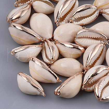 Electroplate Cowrie Shell Pendants SSHEL-S261-11-1