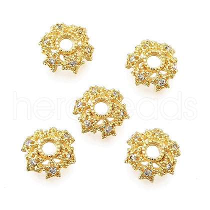 Star Brass Micro Pave Cubic Zirconia Bead Caps KK-K300-05A-G-1