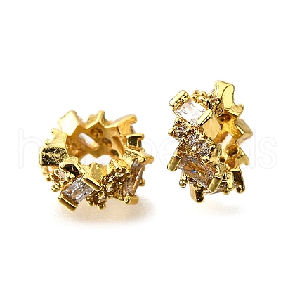 Column Brass Micro Pave Cubic Zirconia Spacer Beads KK-L230-05G-1