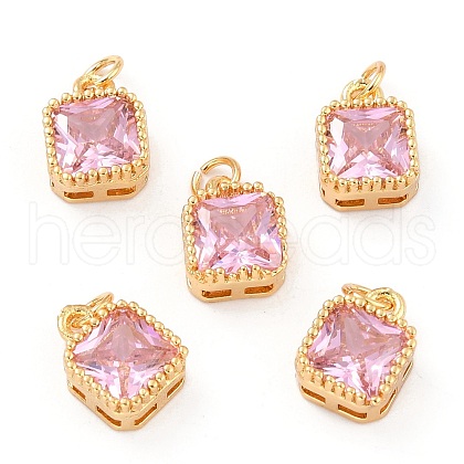 Real 18K Gold Plated Brass Inlaid Cubic Zirconia Charms ZIRC-L100-073G-06-1