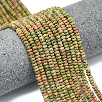 Natural Unakite Beads Strands G-P575-A12-4x2mm-01-1