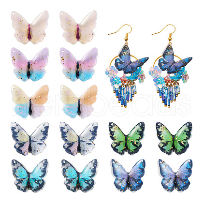  14Pcs 7 Colors Transparent Resin Pendants RESI-TA0001-94-1