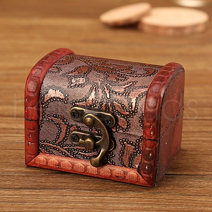 Retro Engraved Wood Jewelry Storage Treasure Boxs with Clasps PW-WG63114-01-1